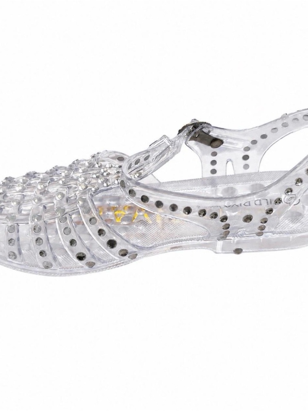 Wild Diva Clear Jelly Sandals with Silver Studs
